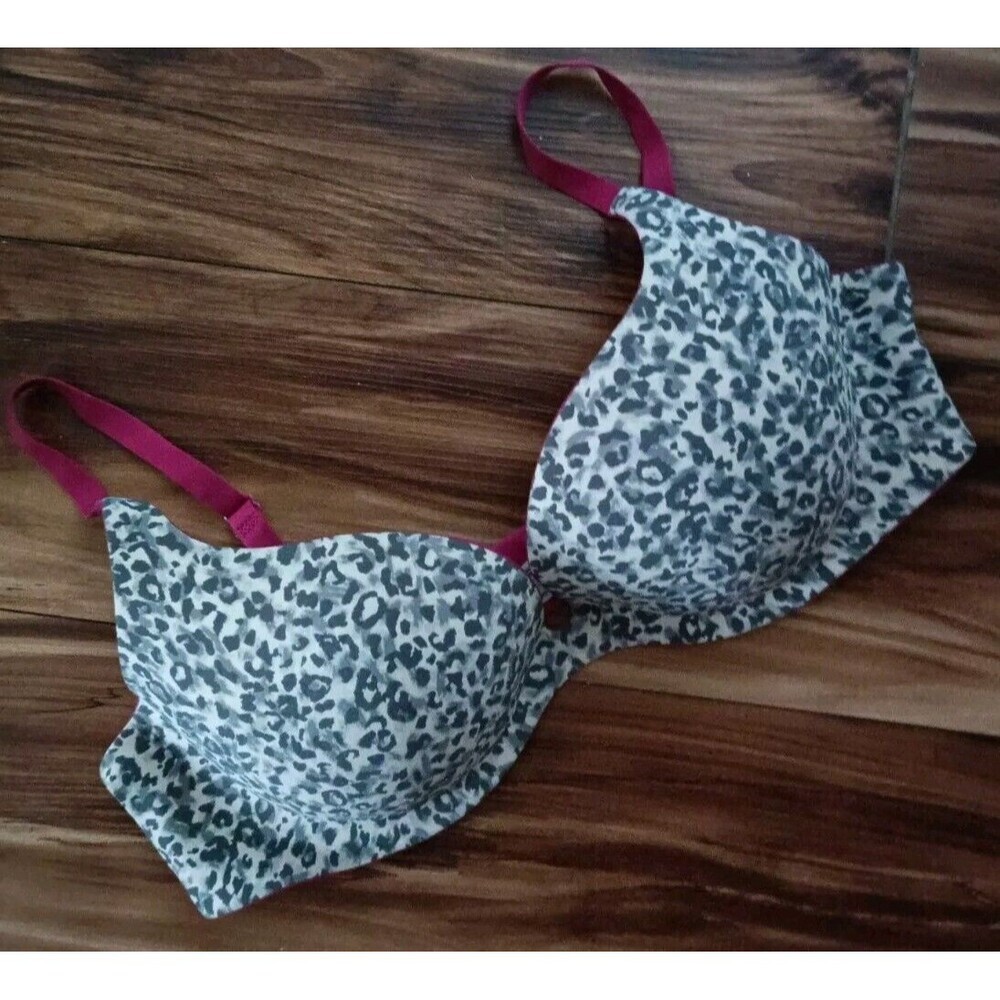 Maidenform Bra RN# 27701 Size 38C Hot Pink Leopard Push Up Underwired Padded
